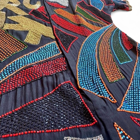 Laurence Kazar Black Beaded Vintage Party Dress - Picture 8 of 8